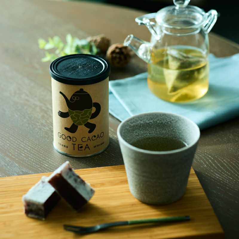 カカオ煎茶(缶)／カカオティー  ティータイムイメージ